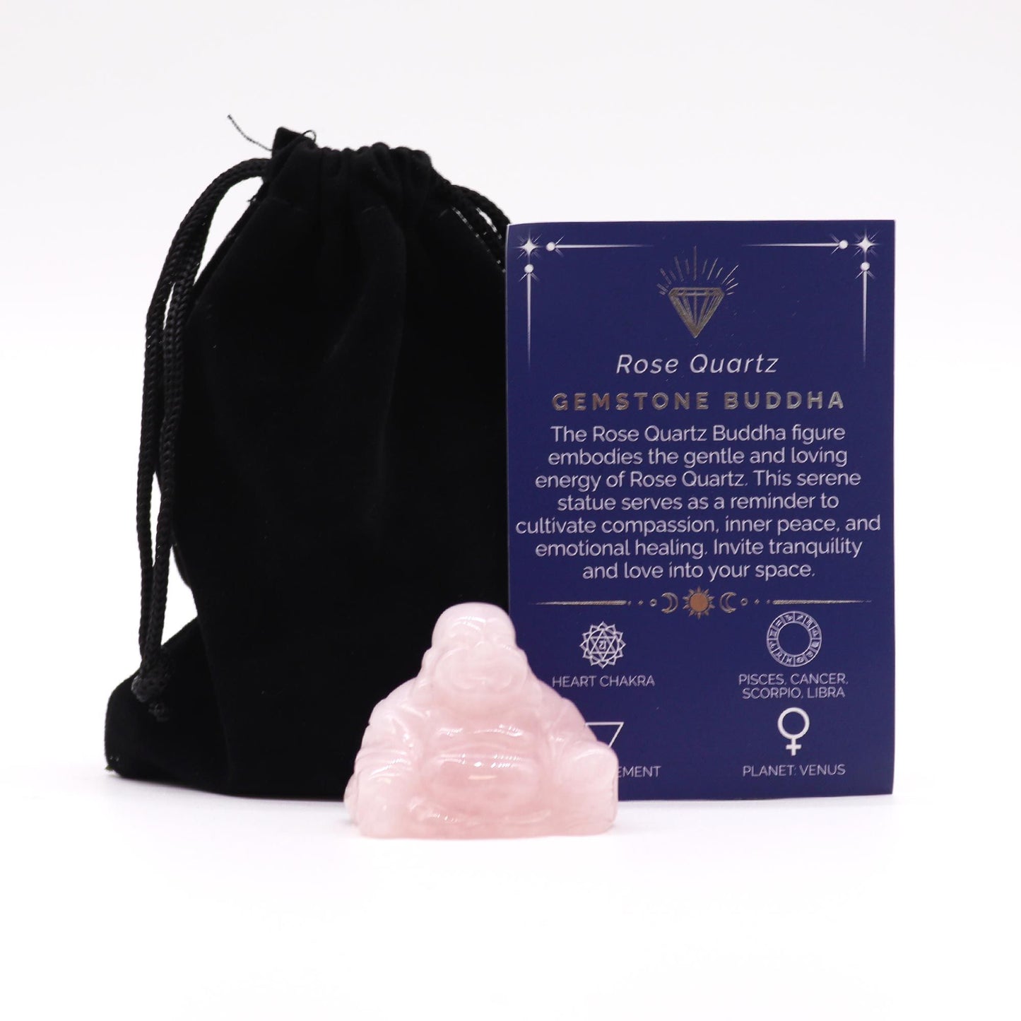 Gemstone Small Buddha- Rose Quartz - 3.5x4x2.3 (cm)