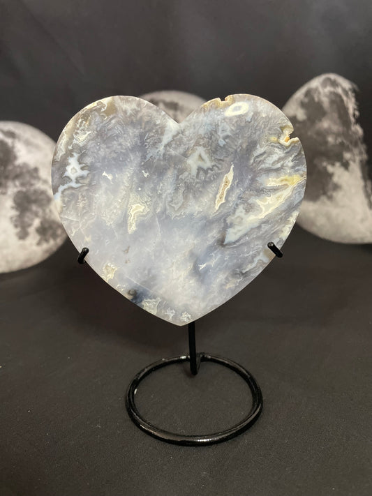 Blue Pacific Agate Heart (druzy)