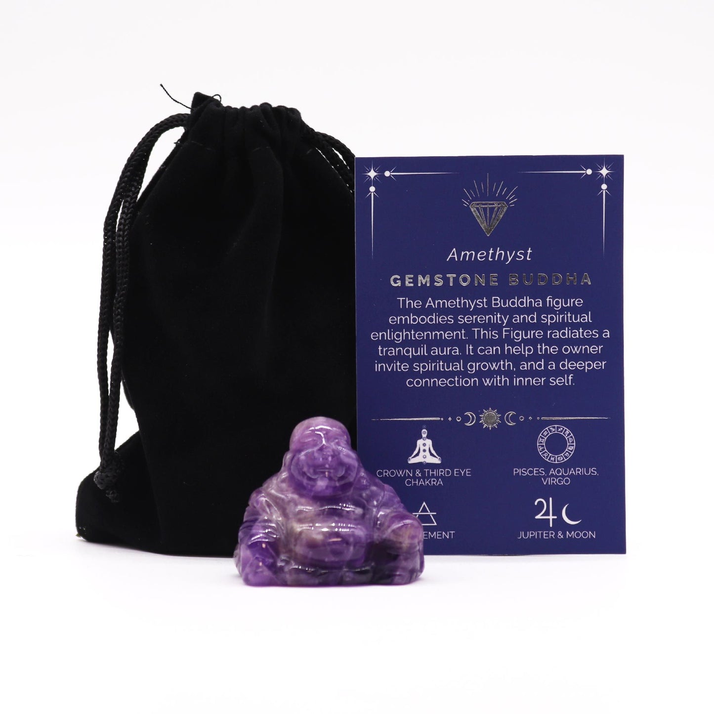 Gemstone Small Buddha - Amethyst - 3.5x4x2.3 (cm)