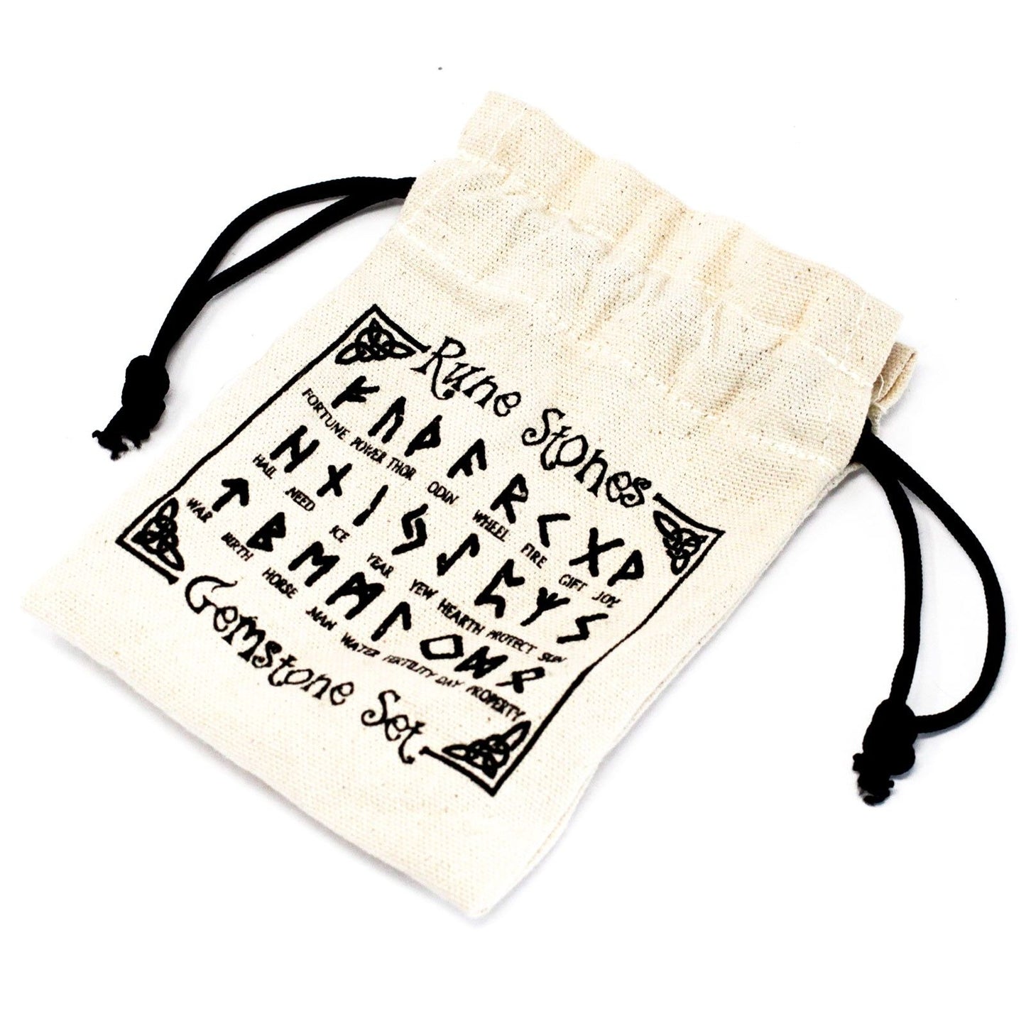 Runes Stone Set in Pouch- Yellow/Honey Onyx